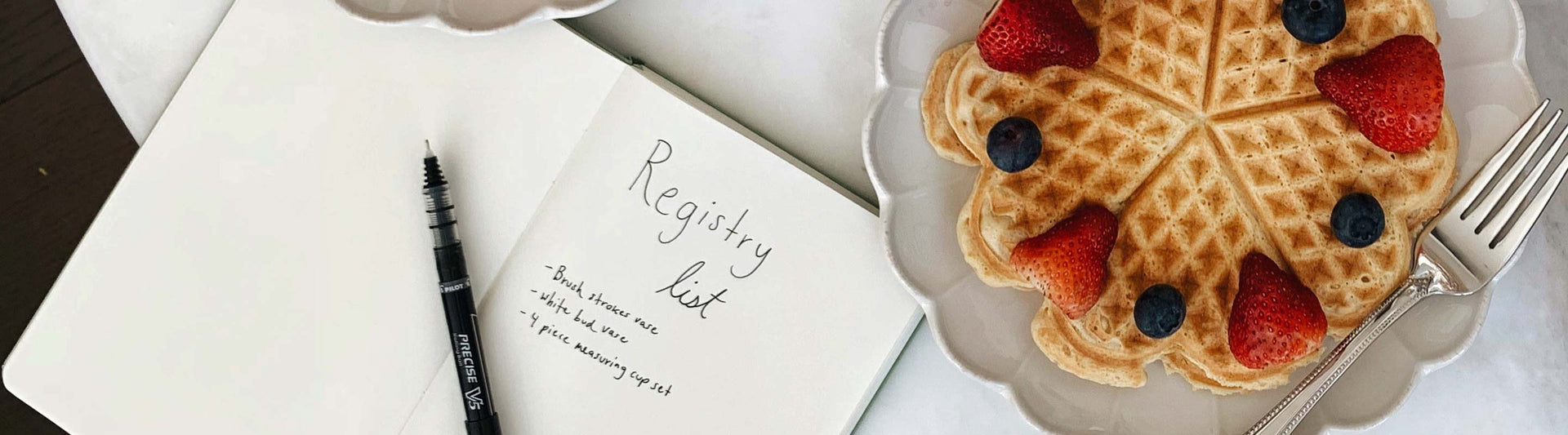 Registry Tips list next to a plate with waffles