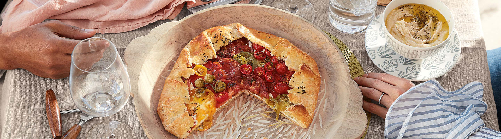 Rustic Tomato & Thyme Galette served on Lenox Textured Neutrals Dishes