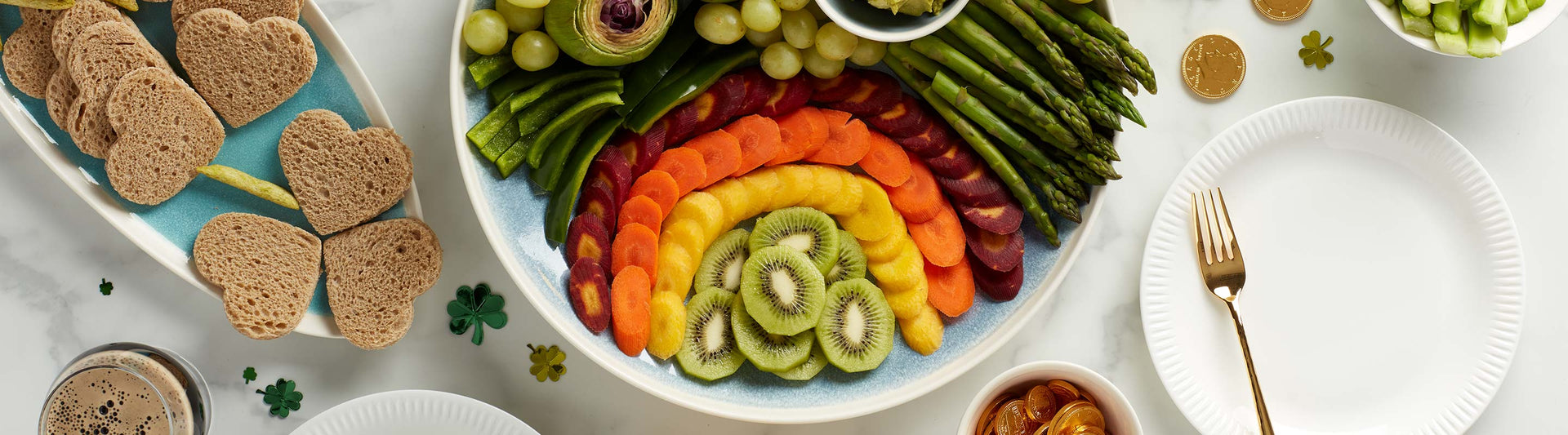 Rainbow of food served on a Lenox serving platter