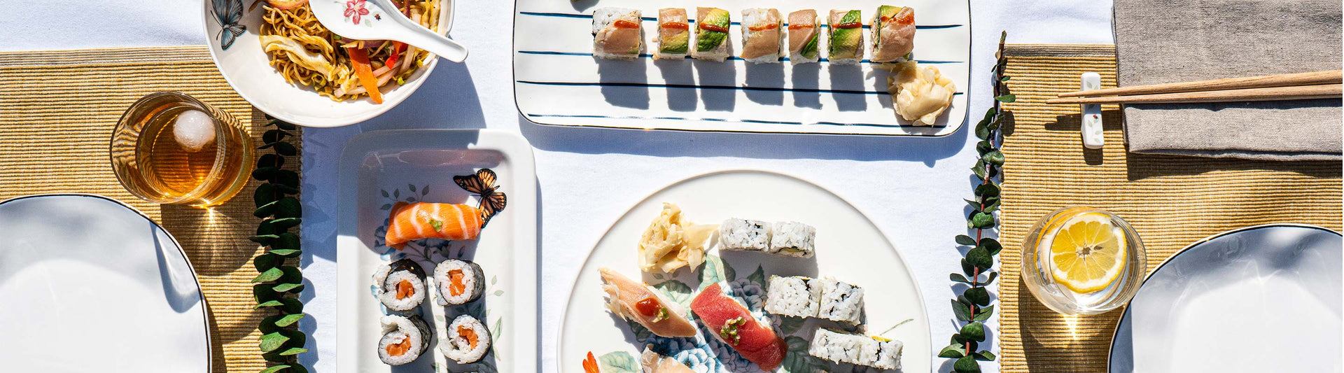 Lenox Blue Bay Serveware with sushi