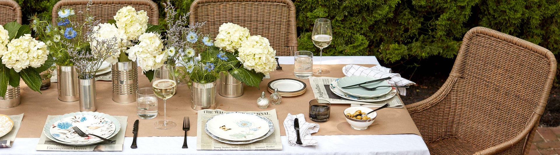 Lenox Dishes with recyclable elements on a tablescape