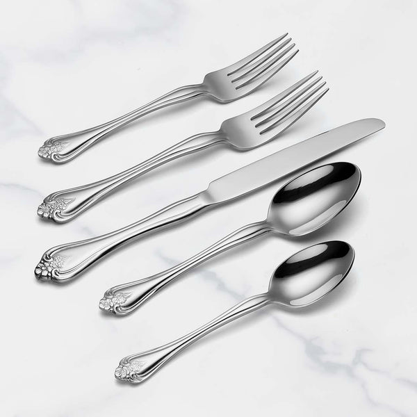 Boutonniere flatware on marble background