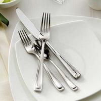 Moda flatware set on a white square plate