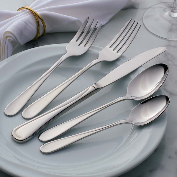 Flight flatware on a gray plate