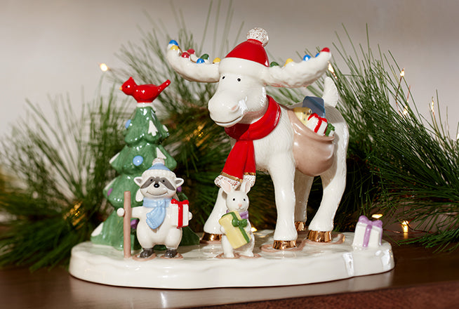 Marcel The Moose Delivering Gifts Figurine – Lenox Corporation