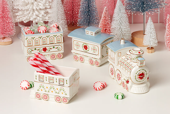 Lenox クリスマス 限定トレイン 収納、キャンディージャーセット Christmas Shop: Online Ornaments & Decor – Lenox Corporation