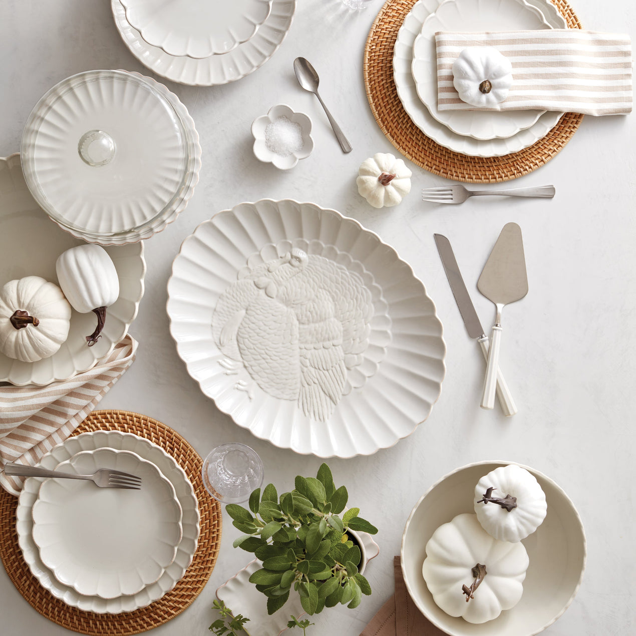 French Perle Scallop 12-Piece Dinnerware Set