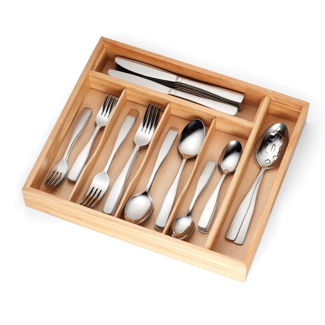 Madison 62-Piece Flatware Set with Wood Tray