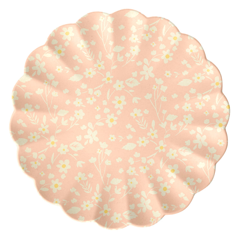 Floral Bamboo Large Plates, Assorted Set Of 6