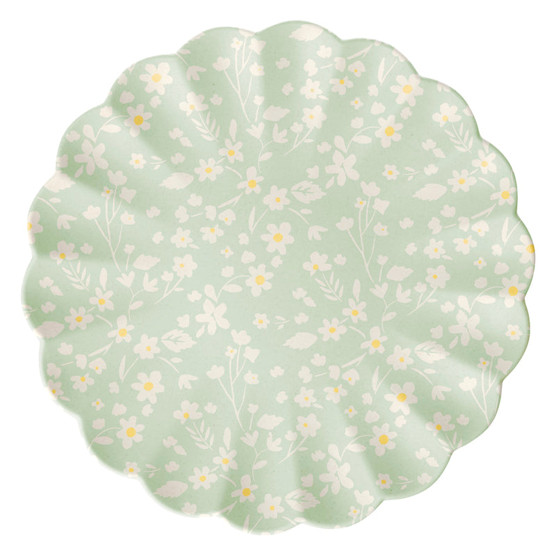Floral Bamboo Large Plates, Assorted Set Of 6