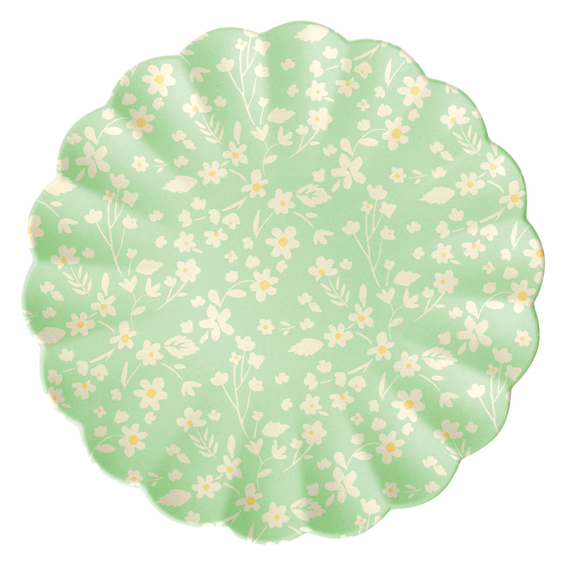 Floral Bamboo Large Plates, Assorted Set Of 6