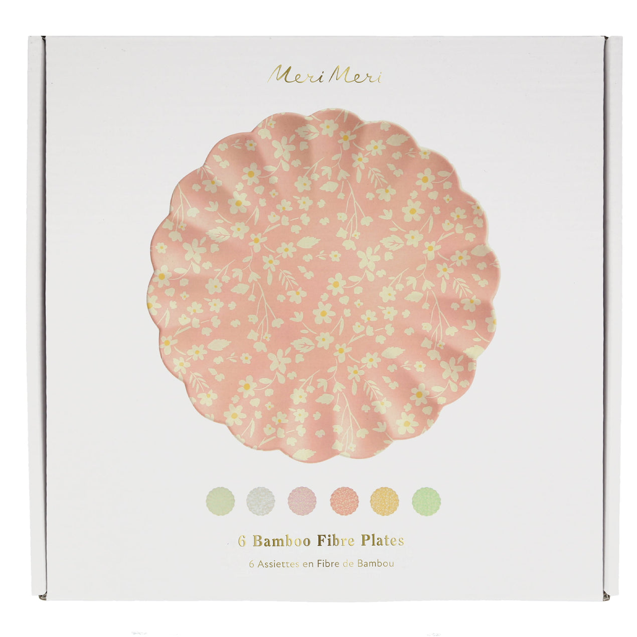 Floral Bamboo Large Plates, Assorted Set Of 6