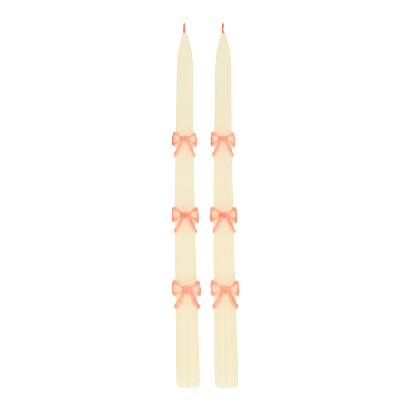 Pink Bow Taper Candles, 2 pc Set
