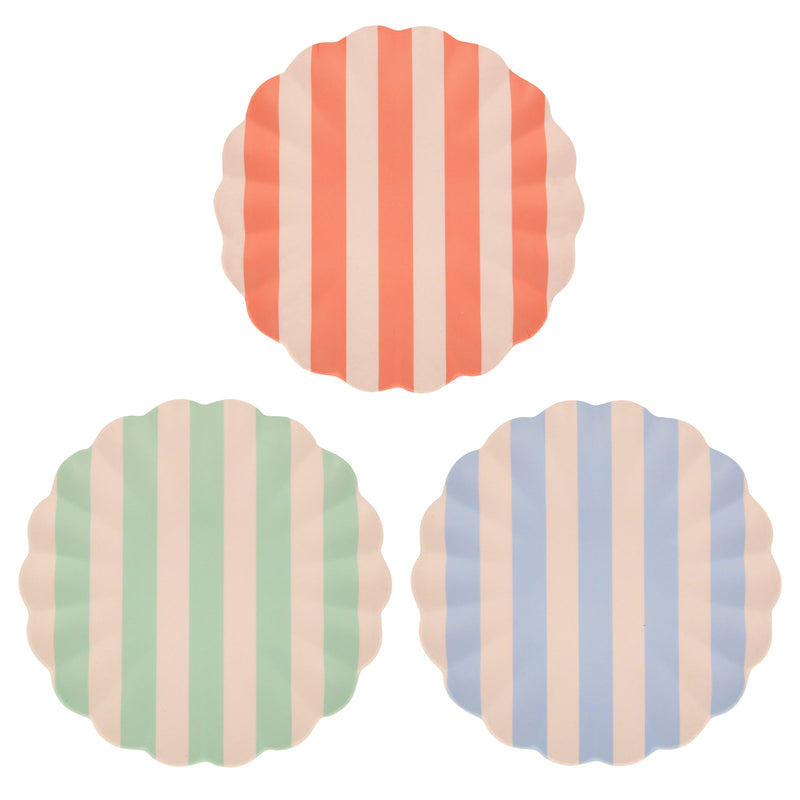 Stripey Bamboo Large Plates, Assorted Set Of 6