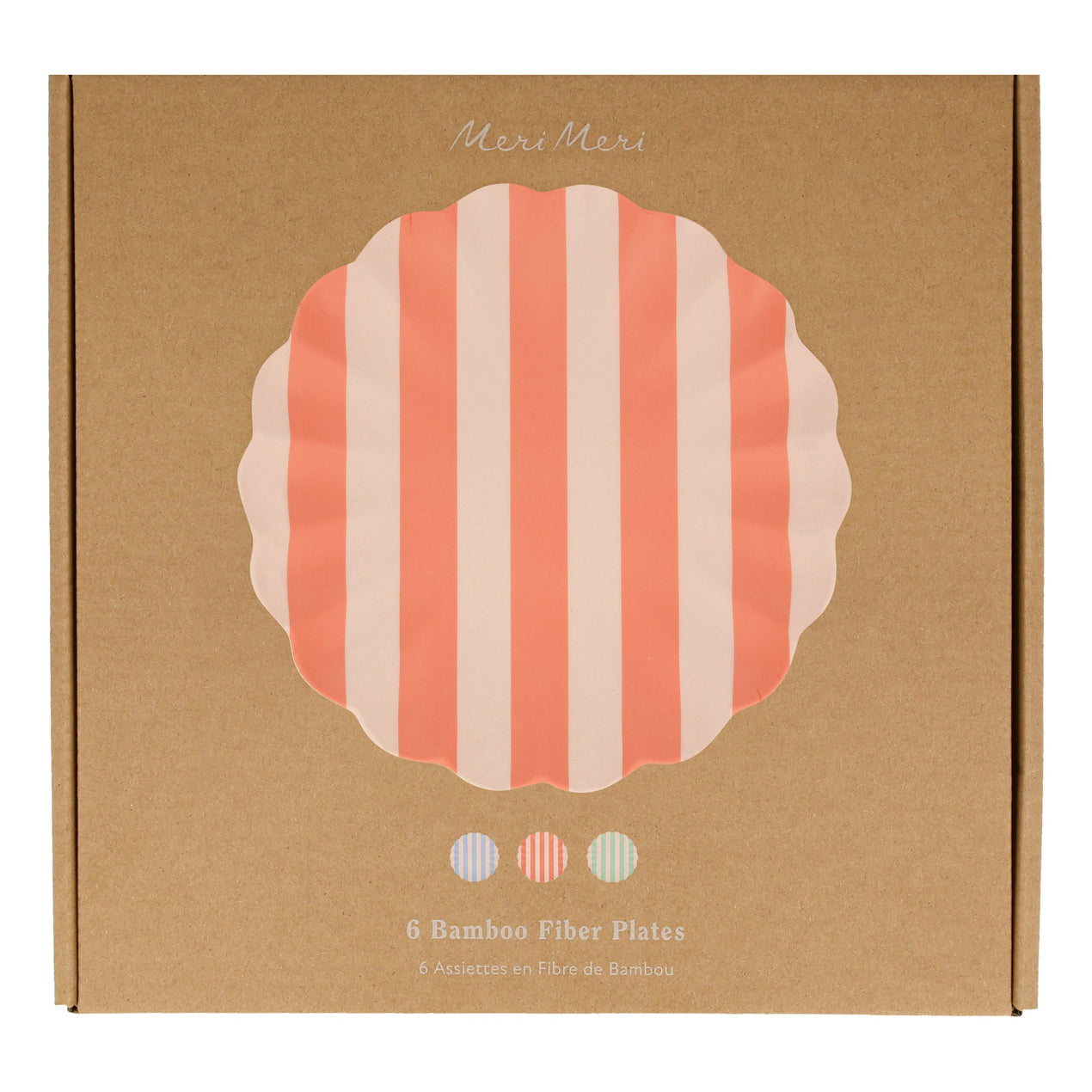 Stripey Bamboo Large Plates, Assorted Set Of 6