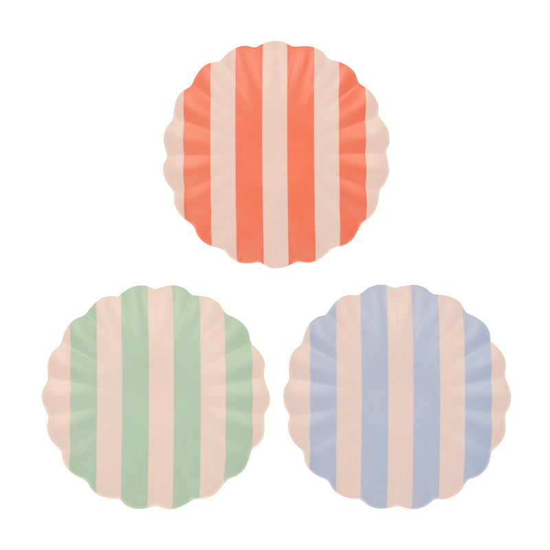 Stripey Bamboo Small Plates, Assorted Set Of 6