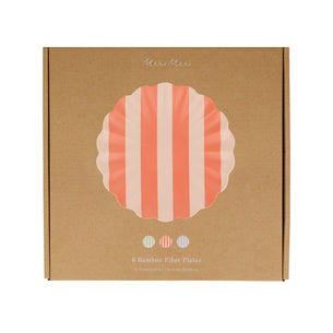 Stripey Assorted Bamboo Small Plates, Set of 6