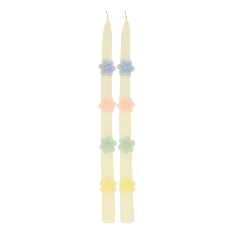 Pastel Flowers Taper Candles, 2 pc Set