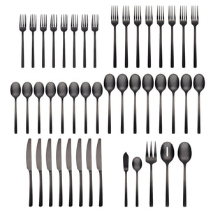 Beacon Black Satin 45 Piece Flatware Set