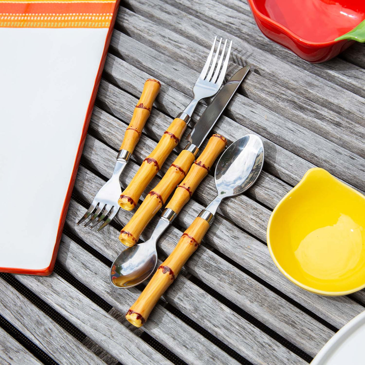 Bamboo Handle 20-Piece Flatware Set