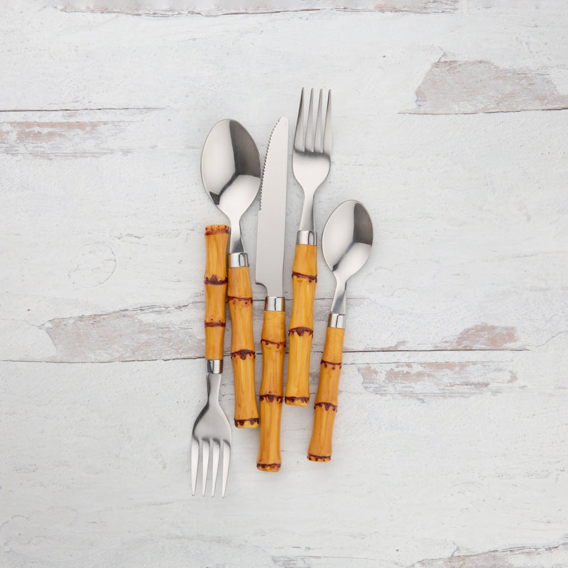 Bamboo Handle 20-Piece Flatware Set