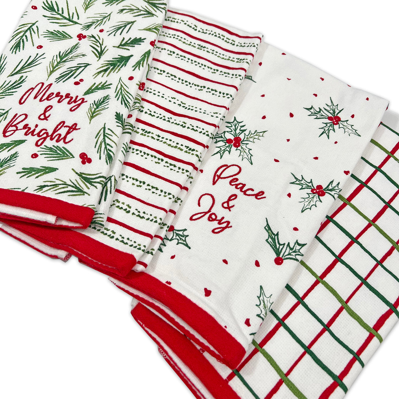 Decorative Towel All Is Calm Set/2 Cotton Kitchen Christmas Retro