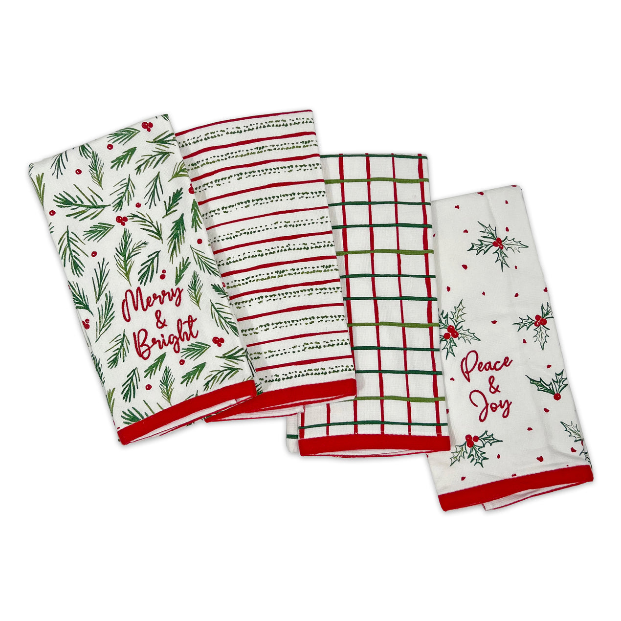 Gift Set Kitchen 4 Tea Towels + 2 Pot Holders, Green - Recycled by