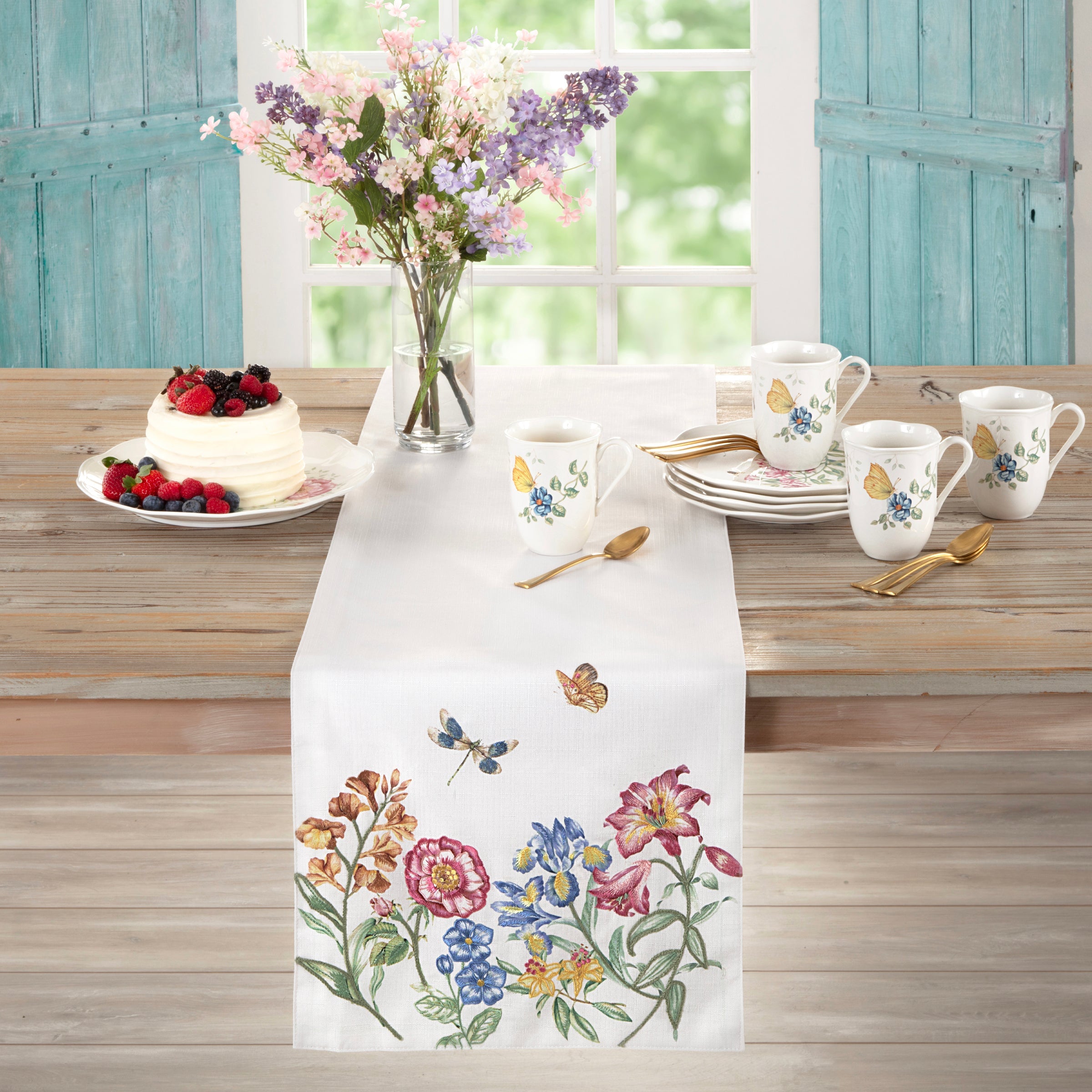 Butterfly Meadow Garden Embroidered Runner - Thumbnail 2