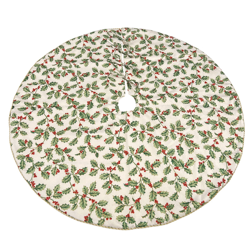 Golden Holly Holiday Tree Skirt