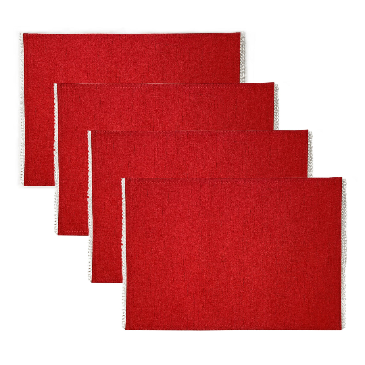 French Perle Red Placemats, Set of 4