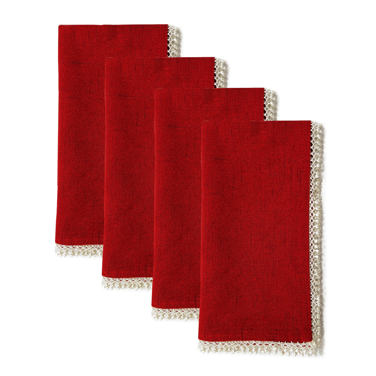 French Perle Red Dinner Napkins, Set of 4