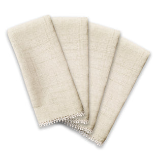 French Perle Natural 19x19 Napkins, Set of 4
