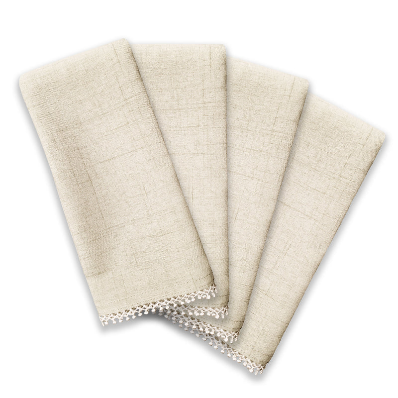 French Perle Natural 19x19 Dinner Napkins, Set of 4