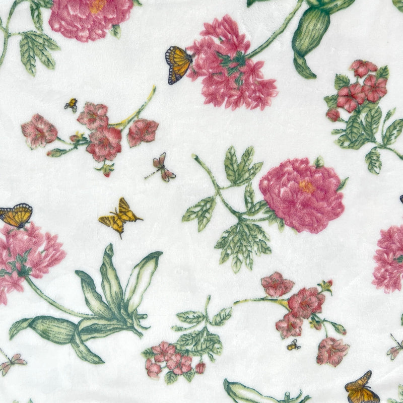 Butterfly Meadow Bloom Pink Throw Blanket