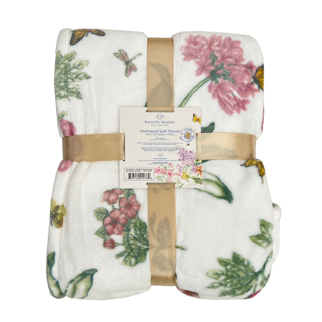 Butterfly Meadow Bloom Pink Throw Blanket