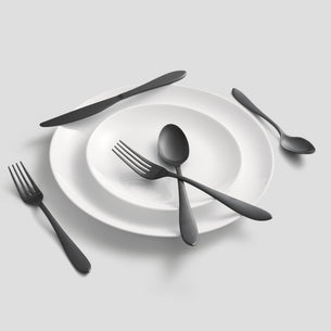 Delia Black Satin 20 Piece Flatware Set