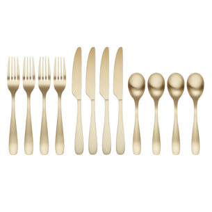 Eliana Champagne Satin 12 Piece Flatware Set
