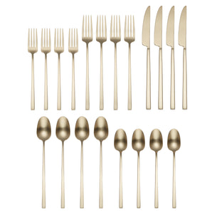 Damaris Champagne Satin 20 Piece Flatware Set