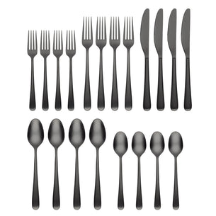 Rafael Black Satin 20-Piece Flatware Set