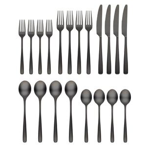 Rise Black Satin 20-Piece Flatware Set