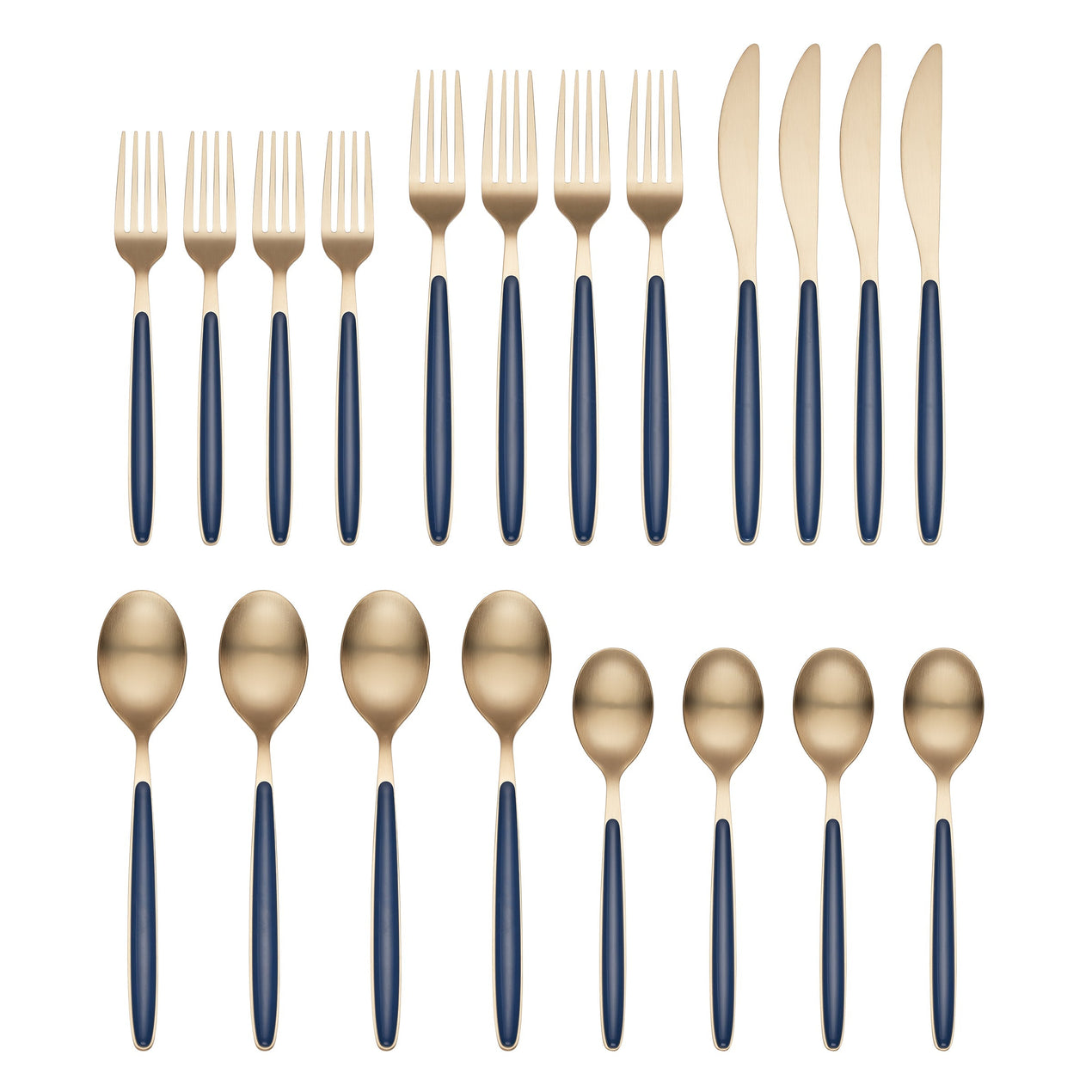 Kiernan Champagne Satin Navy Handle 20 Piece Flatware Set – Lenox