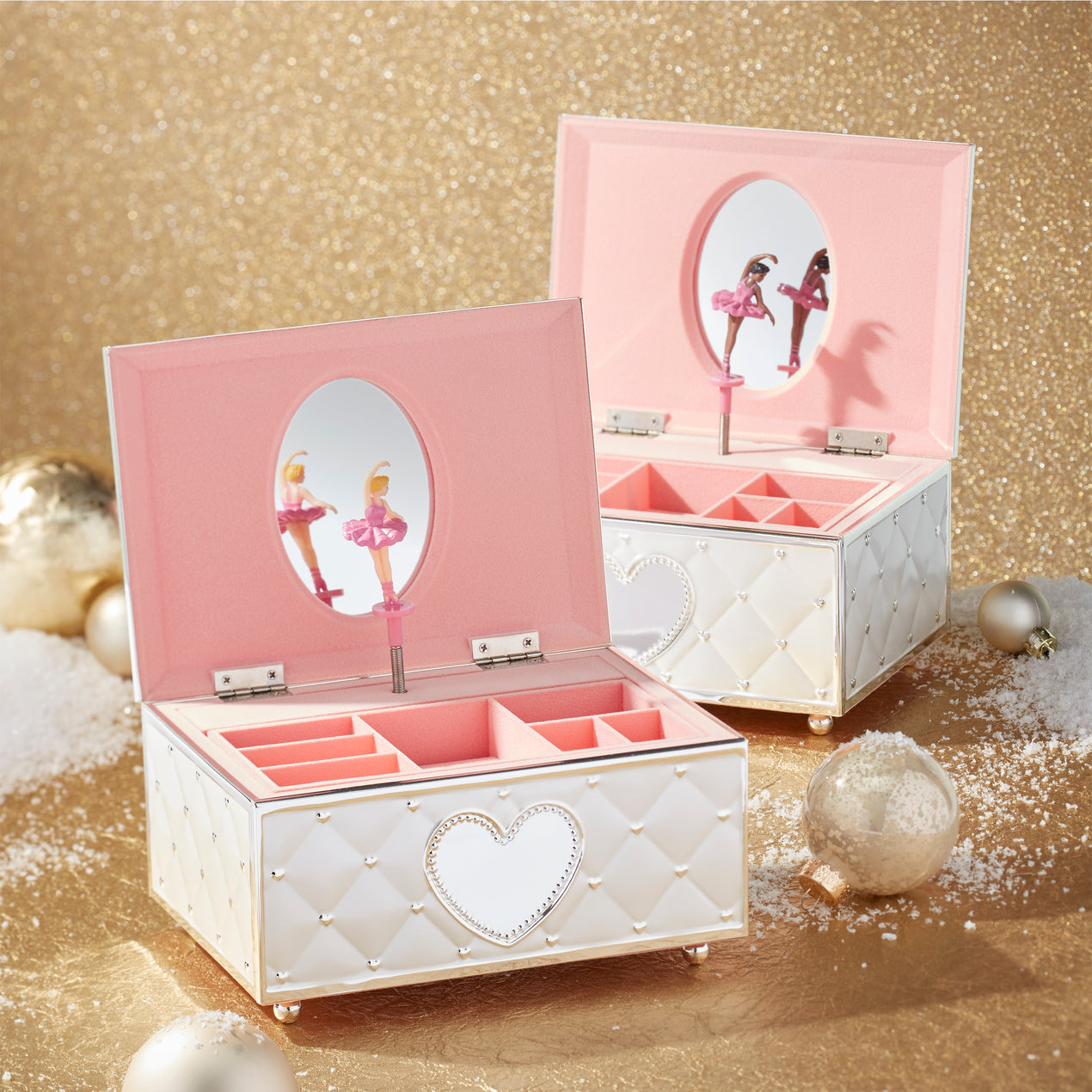 SONGMICS Ballerina Music Jewelry Box for Little Girls White