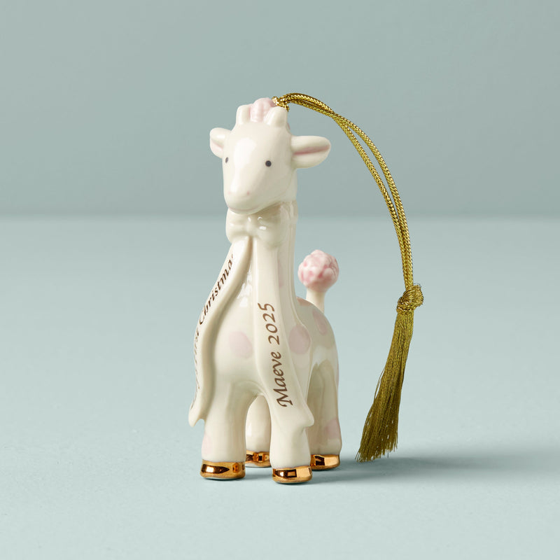 Personalized Baby's 1st Christmas Pink Giraffe Ornament