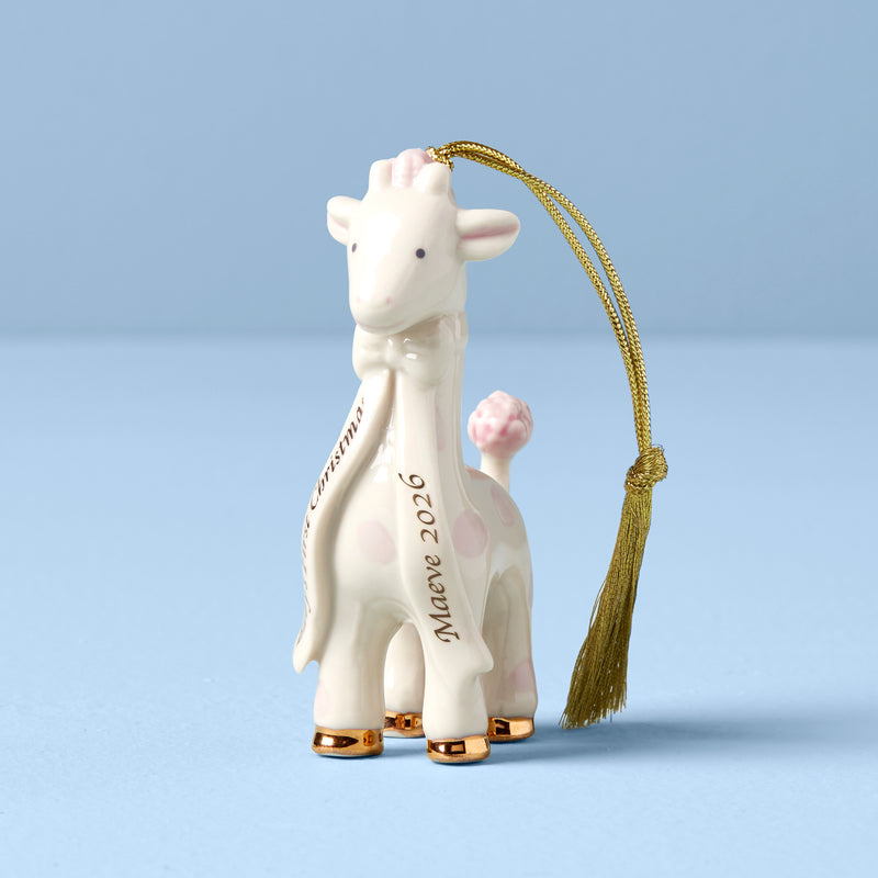 Personalized Baby's Pink Giraffe Ornament