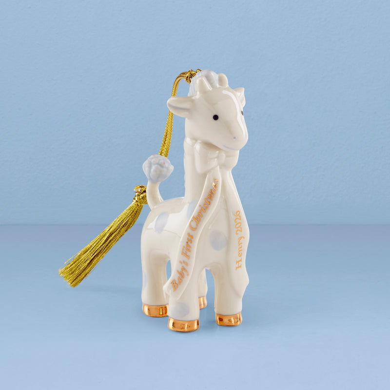 Personalized Baby's 1st Christmas Blue Giraffe Ornament