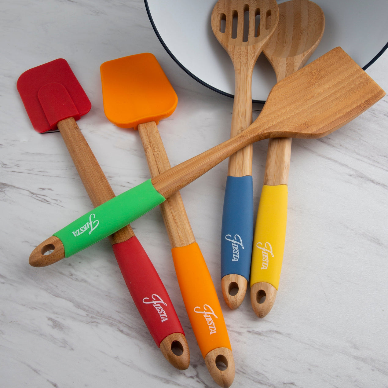 Fiesta Bamboo 5-Piece Silicone Utensil Set
