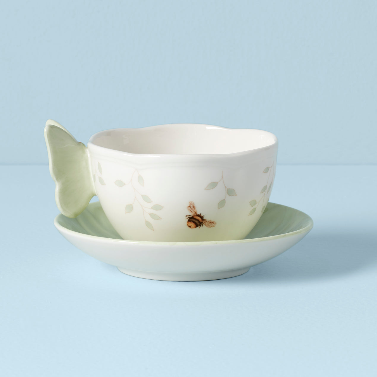 Butterfly Meadow Floral Green Cup & Saucer