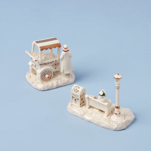Mistletoe Park 2-Piece Parkbench & Chestnut Seller Figurine Set