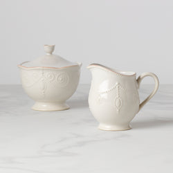 French Perle White Sugar & Creamer