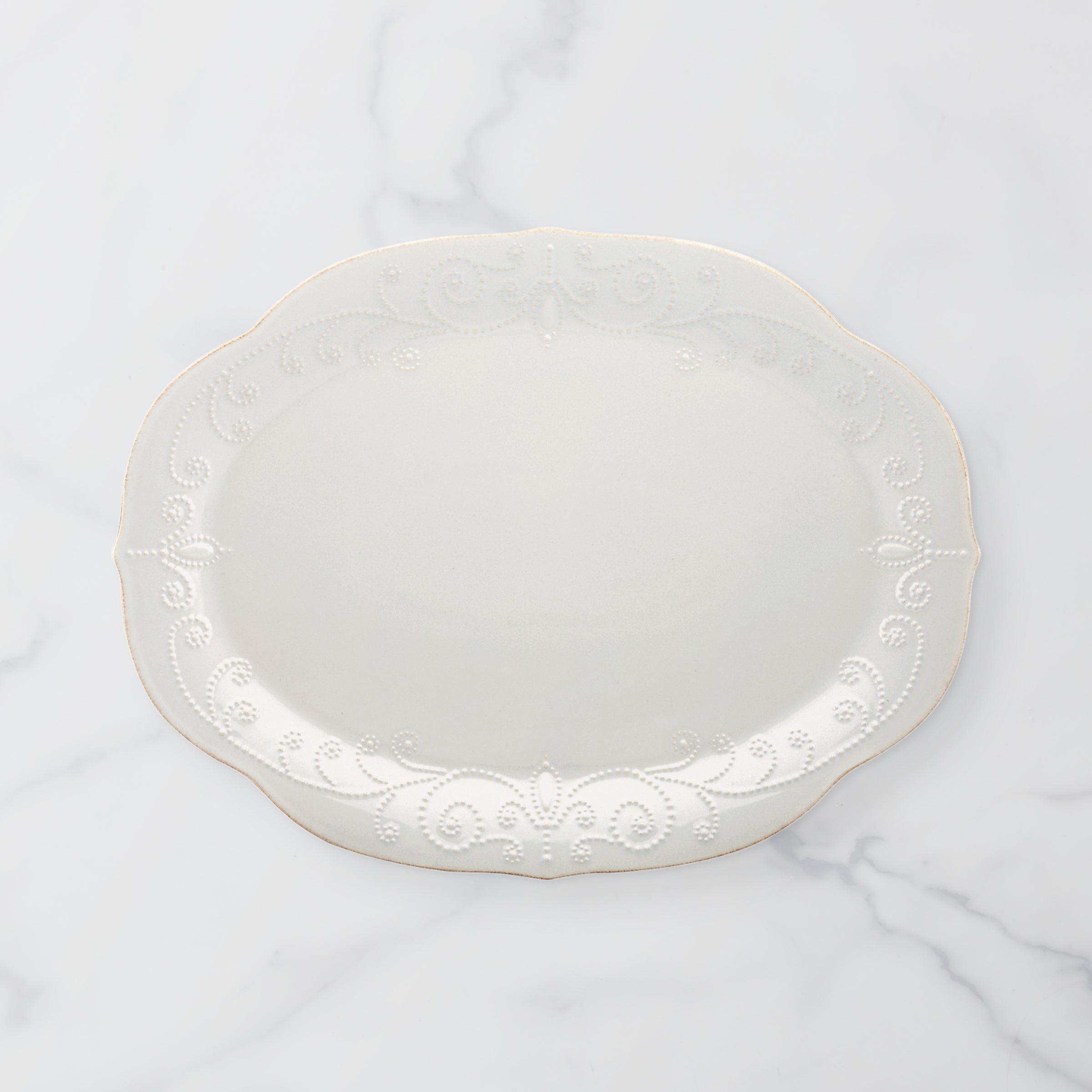 French Perle Bead White Oval Platter – Lenox Corporation